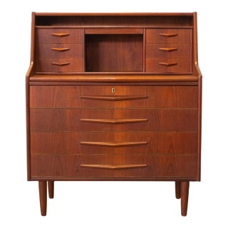 Randers Møbelfabrik Teak Secretary Desk With Hidden Vanity For Sale