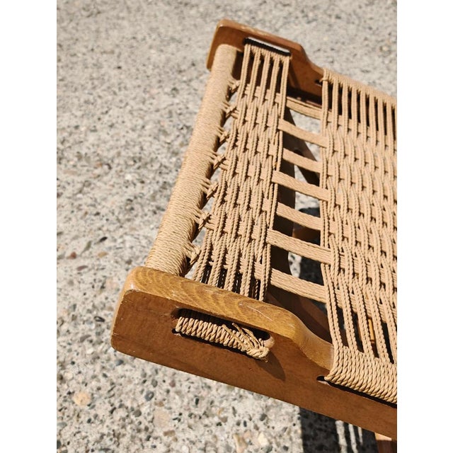 Mid-Century Modern Folding Chairs in Beech and Paper Cord attributed to Ebert Wels, 1960s, Set of 2 For Sale - Image 9 of 12