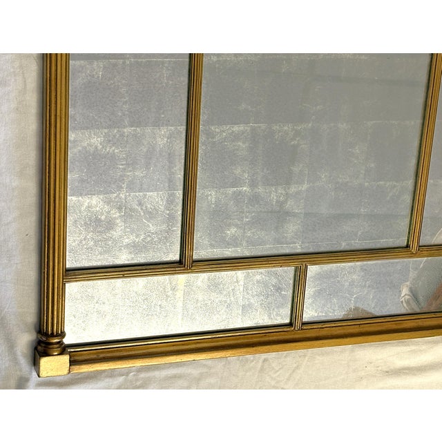 Vintage Bernhardt Large Paneled Gold Painted Wood Frame and Silver Leaf Mirror For Sale - Image 10 of 16