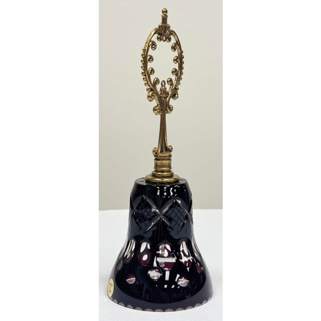 Traditional Vintage Bohemian Ruby Red Cut Crystal Bell For Sale - Image 3 of 7