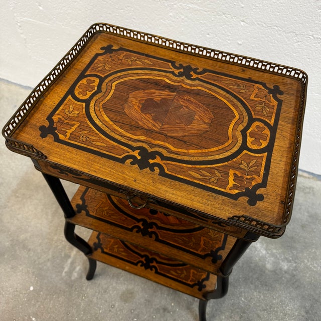 Napoleon III Side Table in Precious Wood Marquetry, France, 1800s For Sale - Image 13 of 14