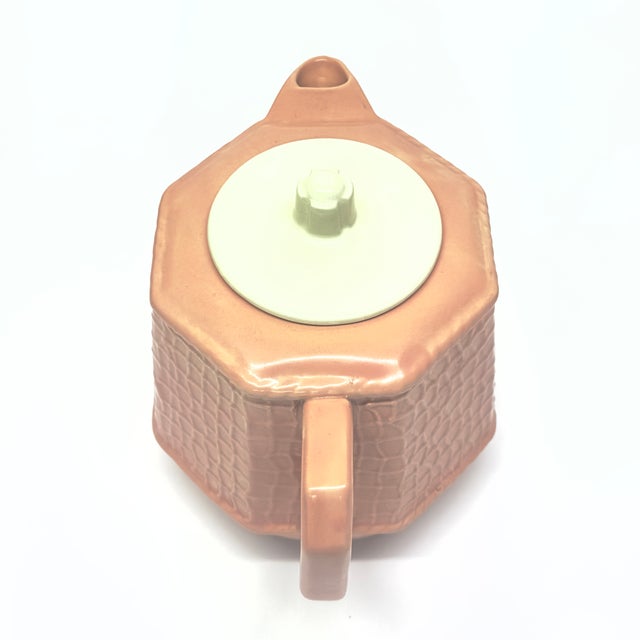 Blush Colored Tea Set With Textural Netting Motif by Bordallo Pinheiro Portugal - 16 Pieces / Serves 6 For Sale - Image 14 of 18