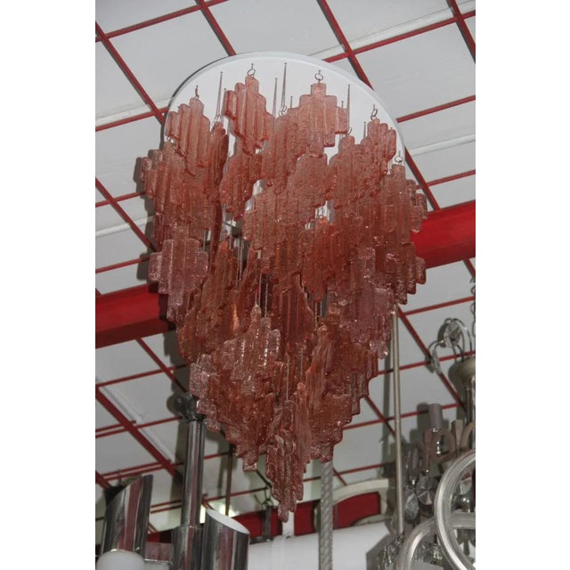 Pink Murano Glass Chandelier from Mazzega, 1970s For Sale - Image 7 of 9