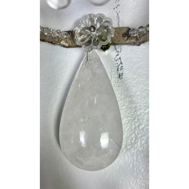 Pair of 2-Light Rock Crystal Beaded Sconces For Sale - Image 10 of 12