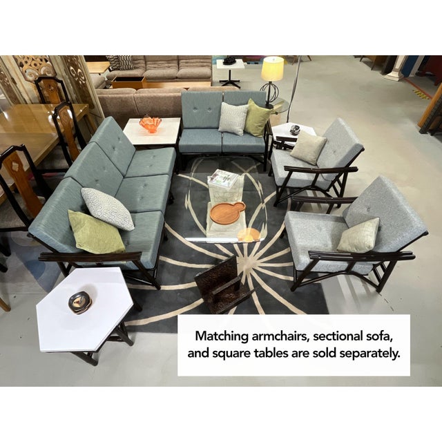 Pair of Ficks Reed Dark Rattan and White Hexagon Side Tables 1950s For Sale - Image 12 of 12