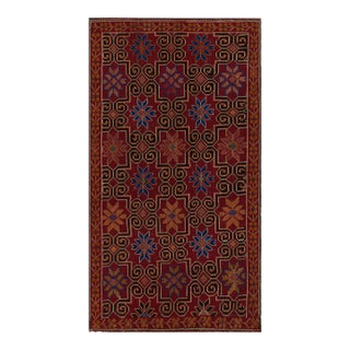 Vintage Cecim Kilim Rug in Red and Blue Tribal Floral Pattern For Sale