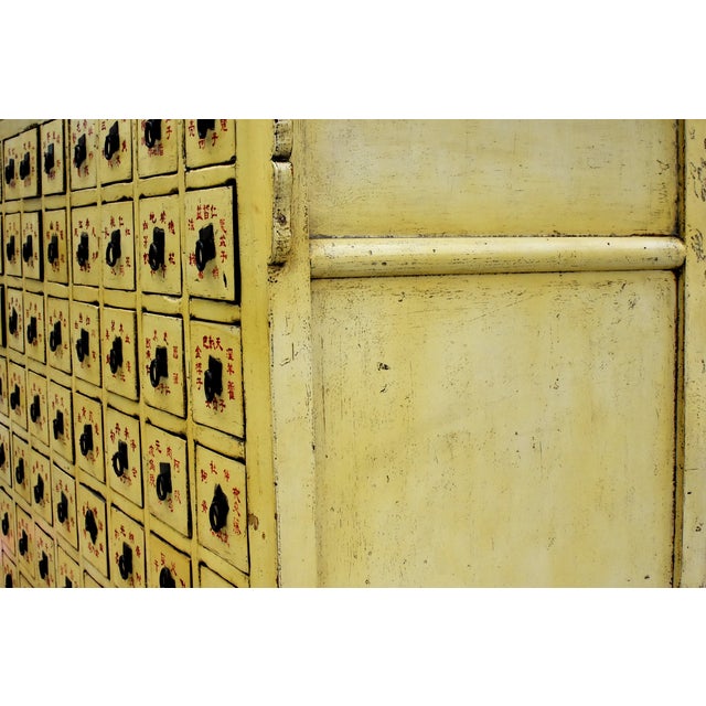 19th Century Chinese Apothecary Medicine Cabinet Yellow Lacquer 67 Drawers For Sale - Image 18 of 18