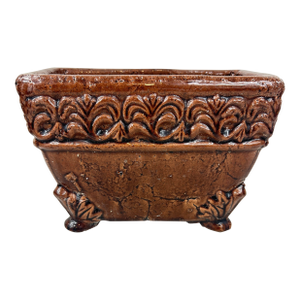 Brown Ceramic Footed Planter/Cachepot
