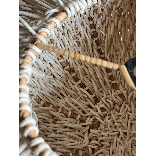 Coastal Hand Woven Bamboo Stick Basket Pendant Wall Light For Sale - Image 4 of 12