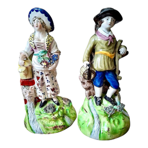 Pair of Early 19th-Century Walton Pearlware Porcelain Figures