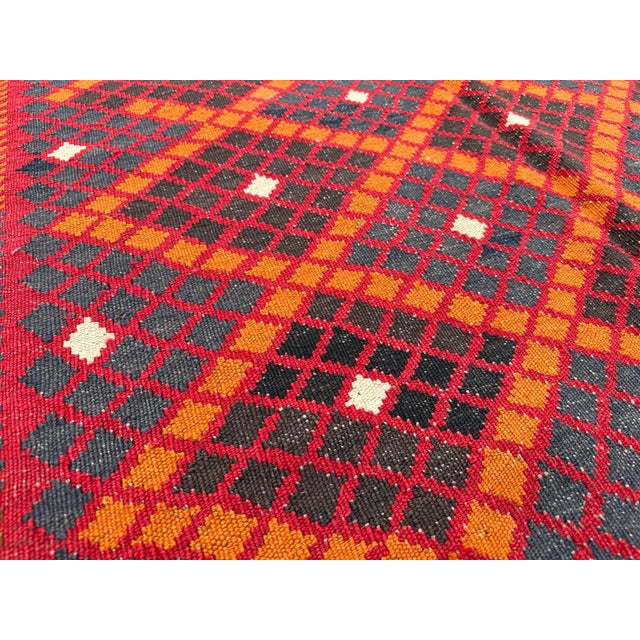 Vintage Afghan Flatweave Geometric Design Kilim For Sale - Image 4 of 7