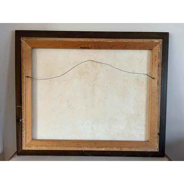 Amber Vintage 1960’s Mid Century Abstract Haitian Folk Art Painting For Sale - Image 8 of 9