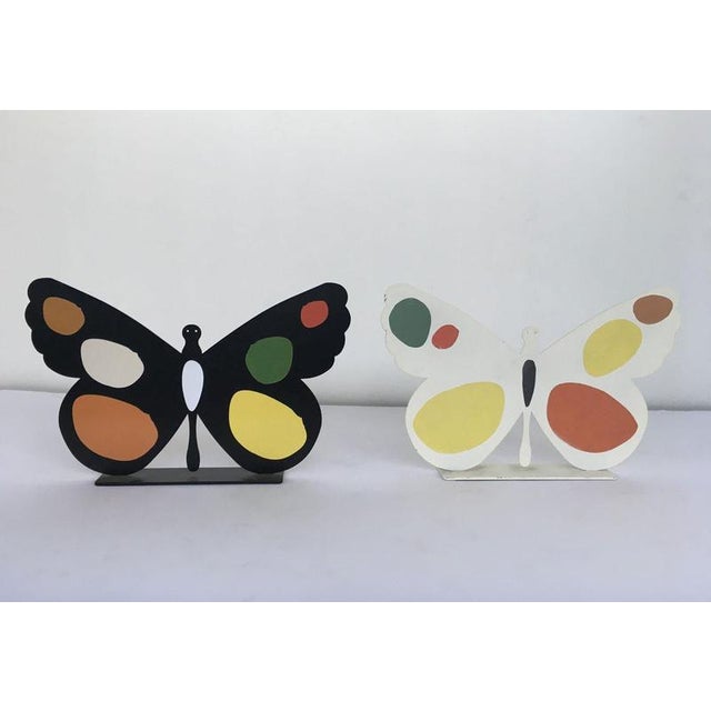 Painted White Metal Sculpture of Butterfly by Bruno Chersicla, 1980 For Sale - Image 9 of 15
