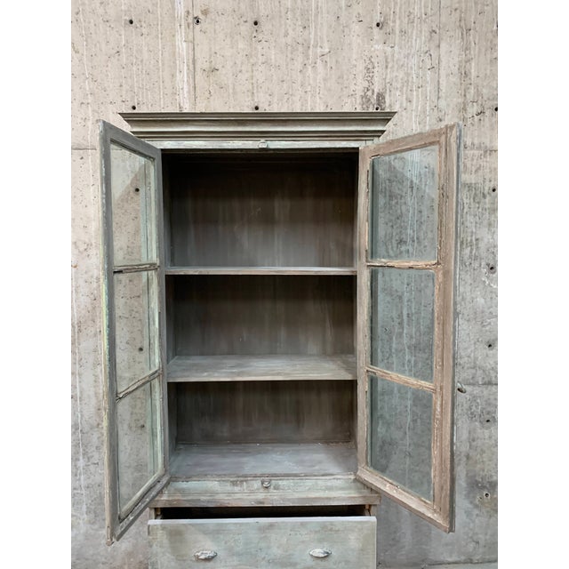 Vintage French Painted Bookcase With Window Doors Chairish