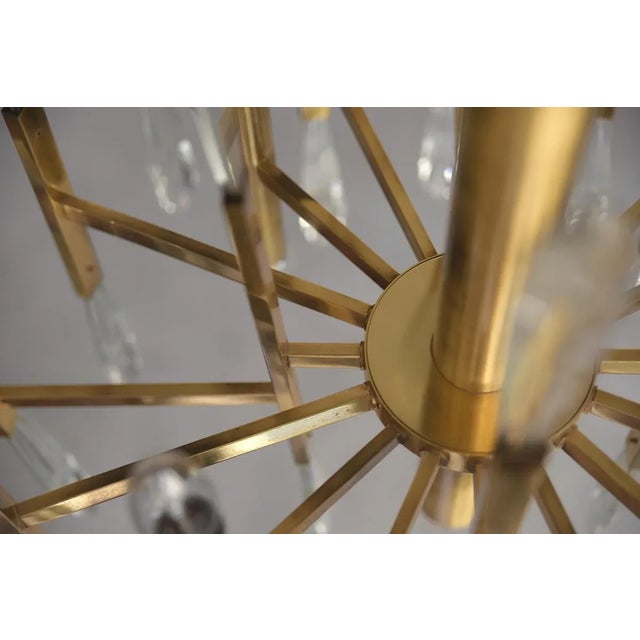 Italian Brass & Glass Icicles Chandelier by Gaetano Sciolari, 1970s For Sale - Image 11 of 18