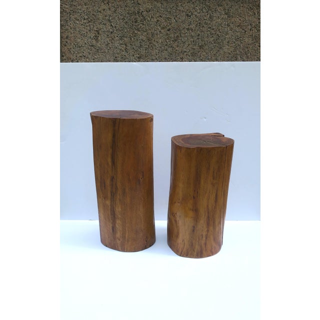 Pedestal Side Drinks Table, Natural Wood Trunk, Organic Modern Style For Sale In New York - Image 6 of 16