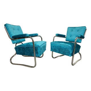 Set of Vintage Bauhaus Armchairs in Chrome, 1930s For Sale