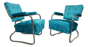 Set of Vintage Bauhaus Armchairs in Chrome, 1930s