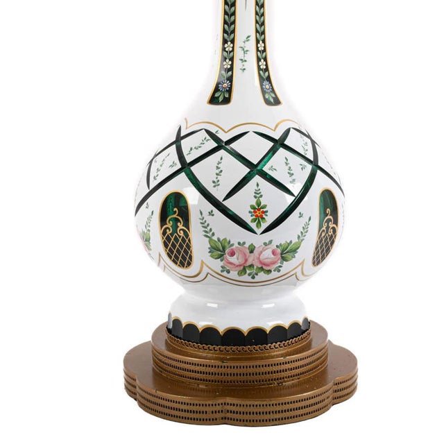 Bohemian Czech Porcelain Table Lamp With Hand‑Painted Florals & Gilt Accents For Sale - Image 4 of 4