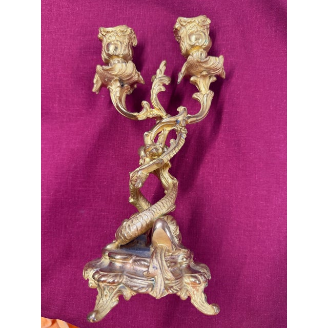 Late 18th Century Late 18th Century French Baroque Guilded Candlestick For Sale - Image 5 of 6