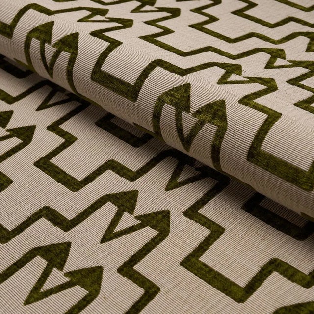 Schumacher SAMPLE - Schumacher x David Kaihoi Turkish Step Fabric In Olive For Sale - Image 4 of 4