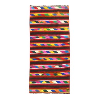 Vintage Bright Hand-Knotted Kilim - 2'10" x 5'10" For Sale