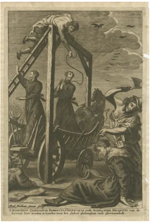After Romeyn de Hooghe, The Execution of Three Jesuit Martyrs in London, 1680s, Print