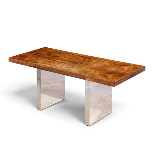 Roger Sprunger for Dunbar Mid Century Rosewood and Chrome Executive Desk For Sale - Image 10 of 11