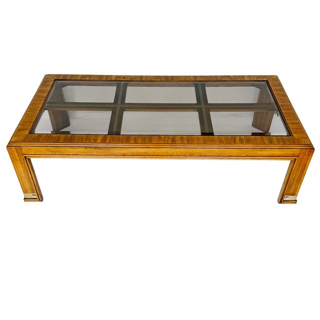 An expansive coffee table by Drexel Heritage (from the Accolate Collection dated March 1987) blending the clean...