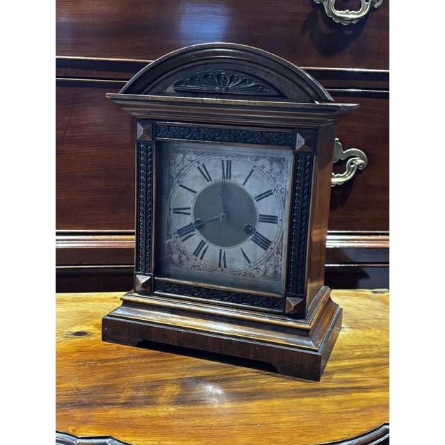 Victorian Chiming Mantle Clock. with Key & Pendulum. Sizes 33 cms tall, 25 cms wide, 15.5 cms depth. We ship worldwide in...