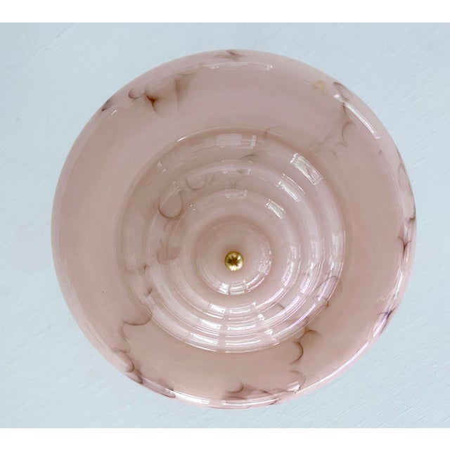 Art Deco Pendant Light in Pink Marble Glass, 1930s For Sale - Image 9 of 18