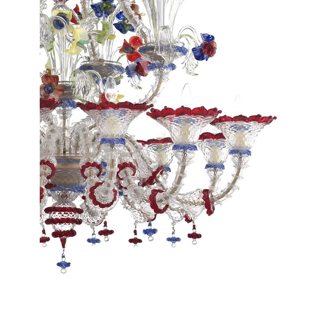 Venetian Romantic "Cà Rezzonico" Chandelier in Murano glass.Full of multicolored flower, all hand-made blowing in Murano...