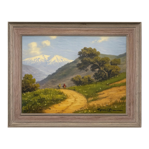 Mid-Century Chilean Landscape Oil Painting, Signed & Dated 1957, Original Frame