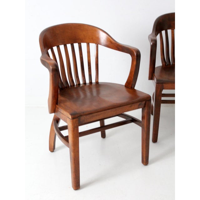 Brown Antique Bankers Chairs Set of 4 For Sale - Image 8 of 12