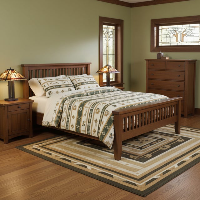 Brown Mission Quarter Sawn Oak Slat Bed - Walnut For Sale - Image 8 of 8