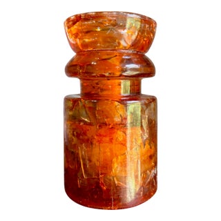 Antique Hemingray No. 19-30 Amber Color Glass Repurposed Insulator Candle Holder For Sale
