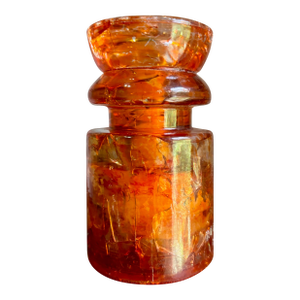 Antique Hemingray No. 19-30 Amber Color Glass Repurposed Insulator Candle Holder