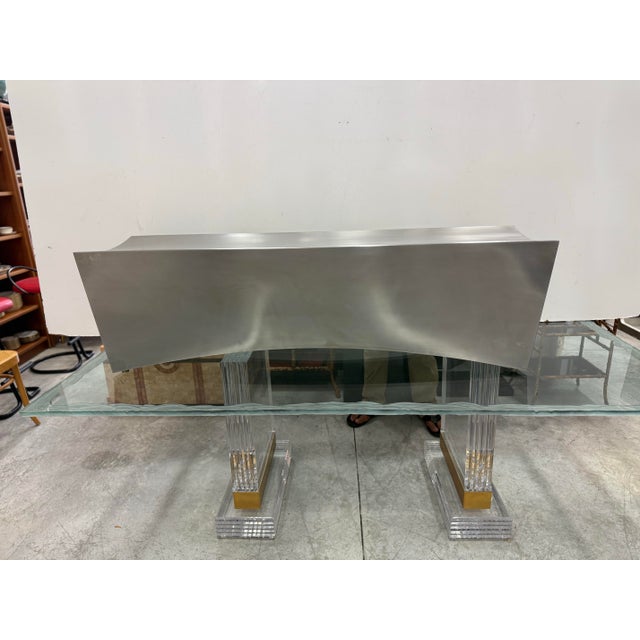 Silver Monolithic Stainless Steel Bench For Sale - Image 8 of 10
