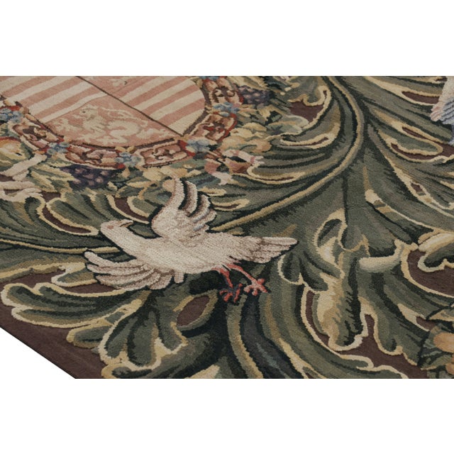 Rug & Kilim’s Armorial Tudor Style Rug in Black, With Beige, Blue and Gold Tones For Sale In New York - Image 6 of 7