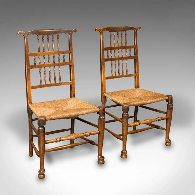 1850s Pair of Antique Victorian English Spindleback Rush Chairs For Sale - Image 13 of 13