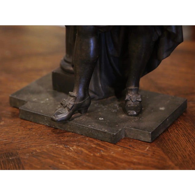 19th Century Patinated Spelter Figure of French Philosopher Blaise Pascal For Sale In Dallas - Image 6 of 13