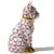 Herend Style Sitting Kitty Cat Figurine With Red Fishnet Pattern and Gold Decoration Porcelain Ceramic Sculpture For Sale In Orlando - Image 6 of 8