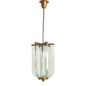 Fontana Arte Attributed Brass And Glass Pendant