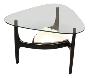 Mid-Century Glazed Triform Ebonised Coffee Table with Royal Haeger Ceramic Insert by Adrian Pearsall for Tonk, USA, 1960s