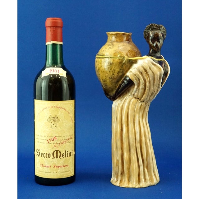 20th Century Majolica Ceramic Sculpture of Woman with Vase from Tanagra Rome, Italy For Sale - Image 9 of 18