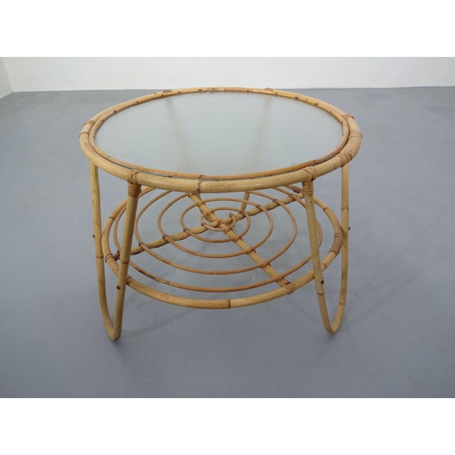 Tan Italian Bamboo and Glass Coffee Table, 1950s For Sale - Image 8 of 16