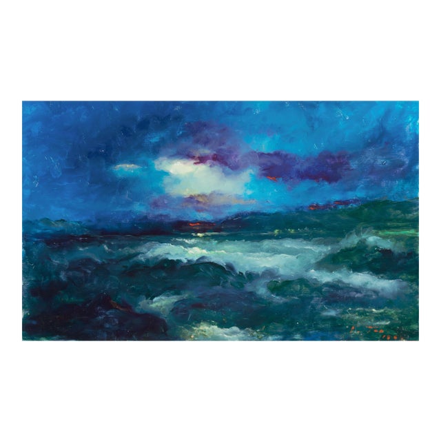 'Sunset, San Francisco Bay' by Victor Papkov, 1988; Impressionist Seascape For Sale