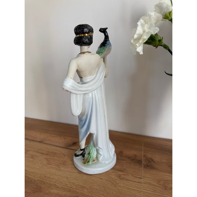 Vintage Peacock Lady Figurine For Sale - Image 4 of 5