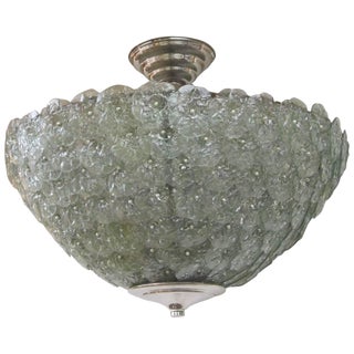 Handblown Murano Floral Green Pendant Light For Sale