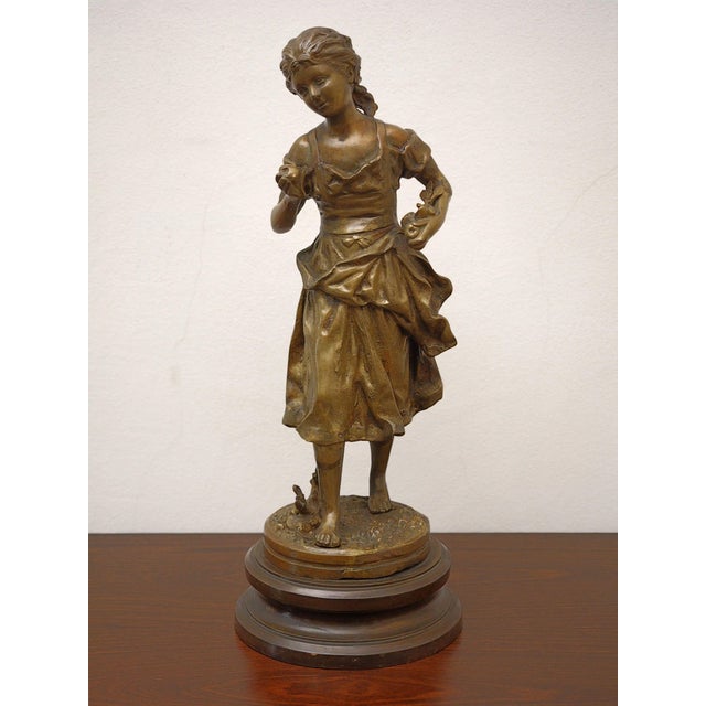 Ernest Rancoulet, Statue of a Young girl, Late 19th Century, Bronze For Sale - Image 13 of 13